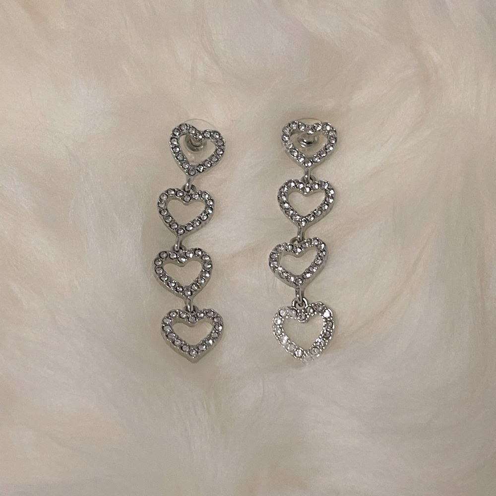 Urban Outfitters Heart Shaped Silver Earrings